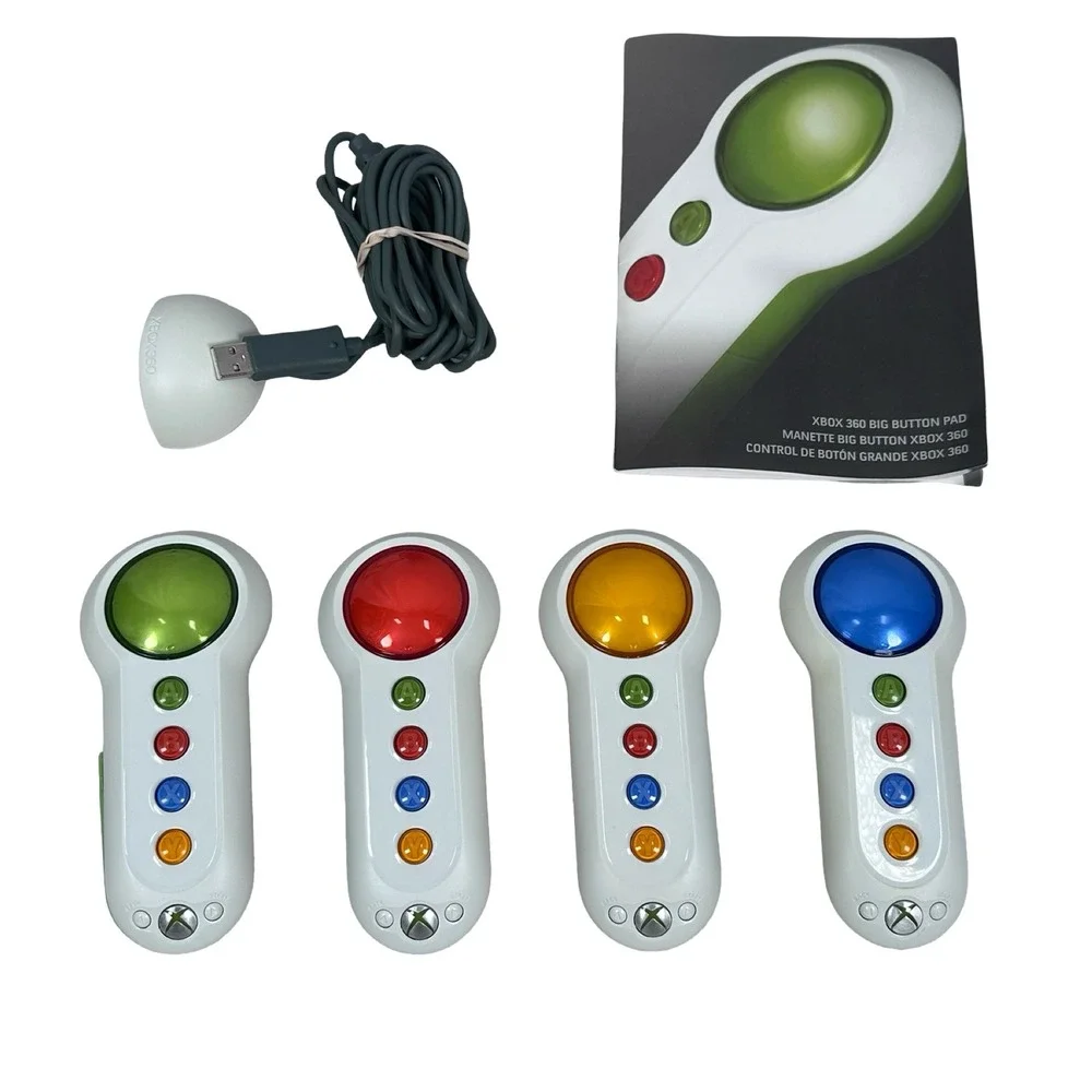 Microsoft Xbox 360 Big Button Pad Controllers Set of 4 with Receiver and Manual